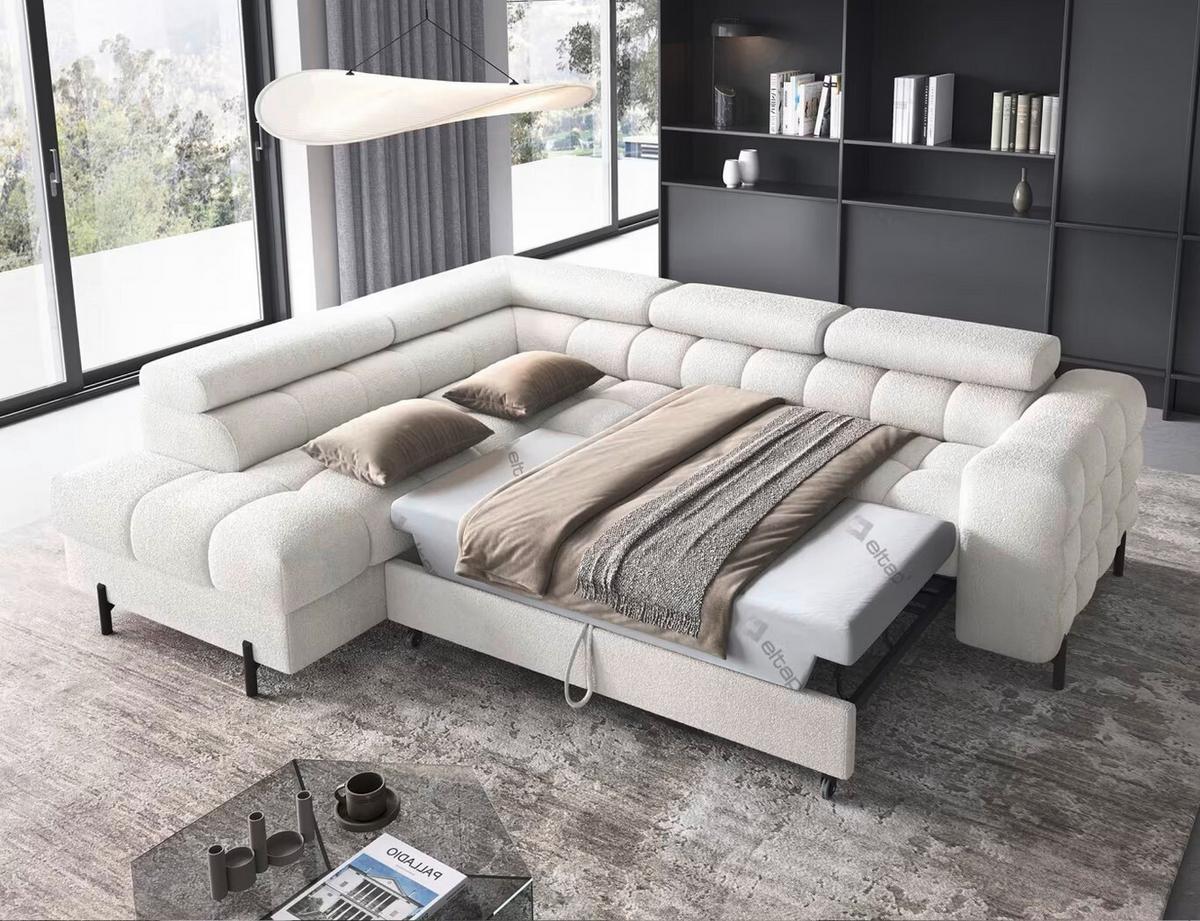 Ecksofa Ferucce Weiß S: 200x276 Cm - Schwarz/Weiß, Design, Textil (200/276cm) - MID.YOU