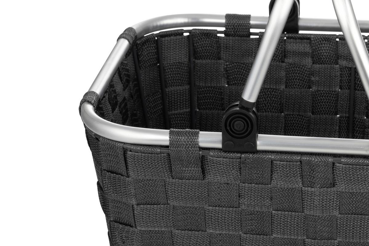 Einkaufskorb Gina Grau Flechtmuster mit Tragegriffe - Grau, KONVENTIONELL, Kunststoff/Metall (41/29/21cm) - Ondega