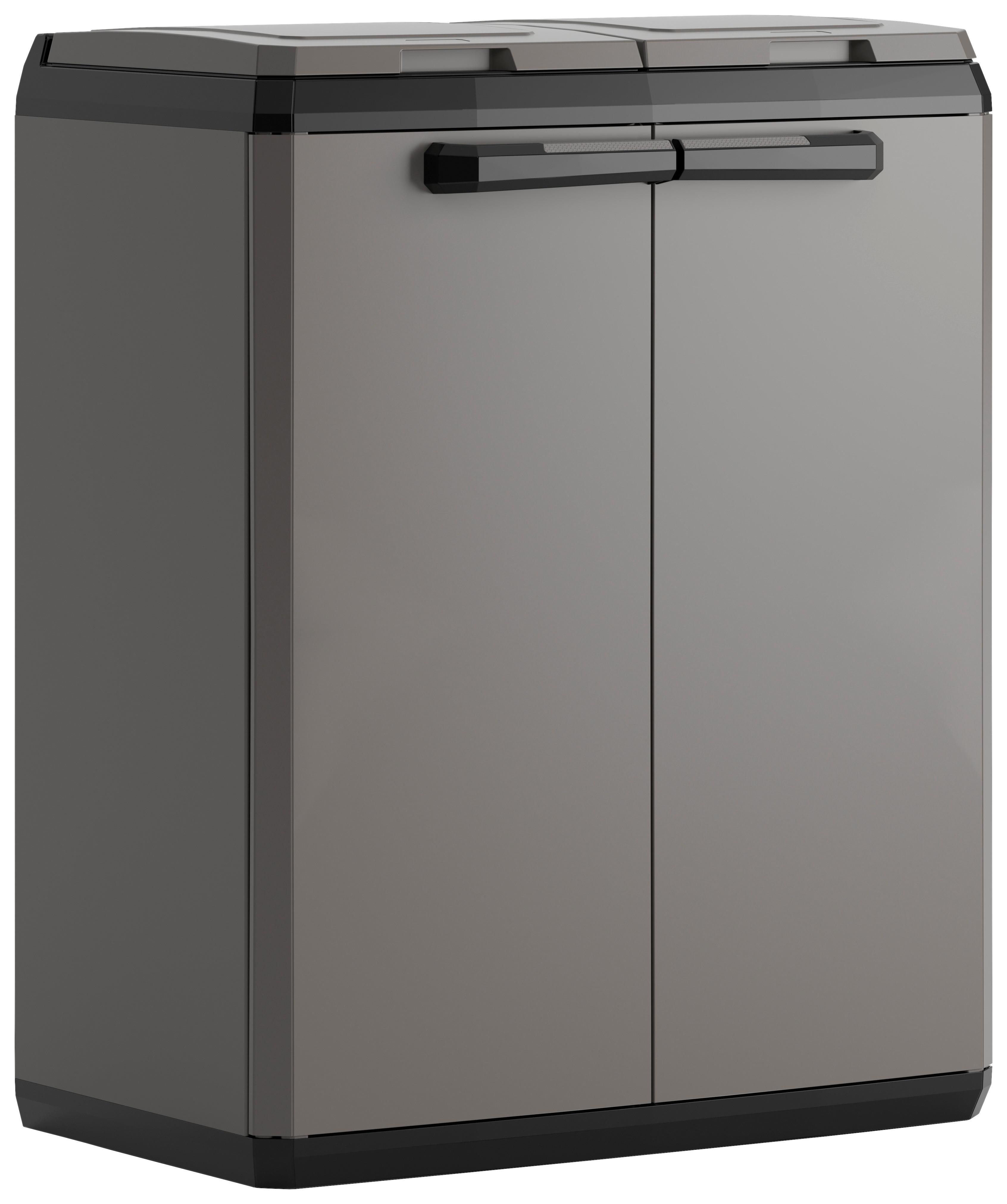Müllsackständer E-Com Split Basic für 2 Säcke mit Je 110l - Schwarz/Grau, Design, Kunststoff (39/85/68cm) - Keter