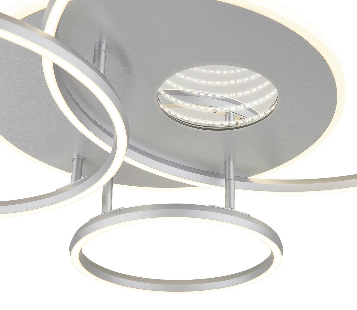 LED-Deckenleuchte Memory-Funktion - Silberfarben/Weiß, Design, Kunststoff/Metall (90/70/13cm) - Globo