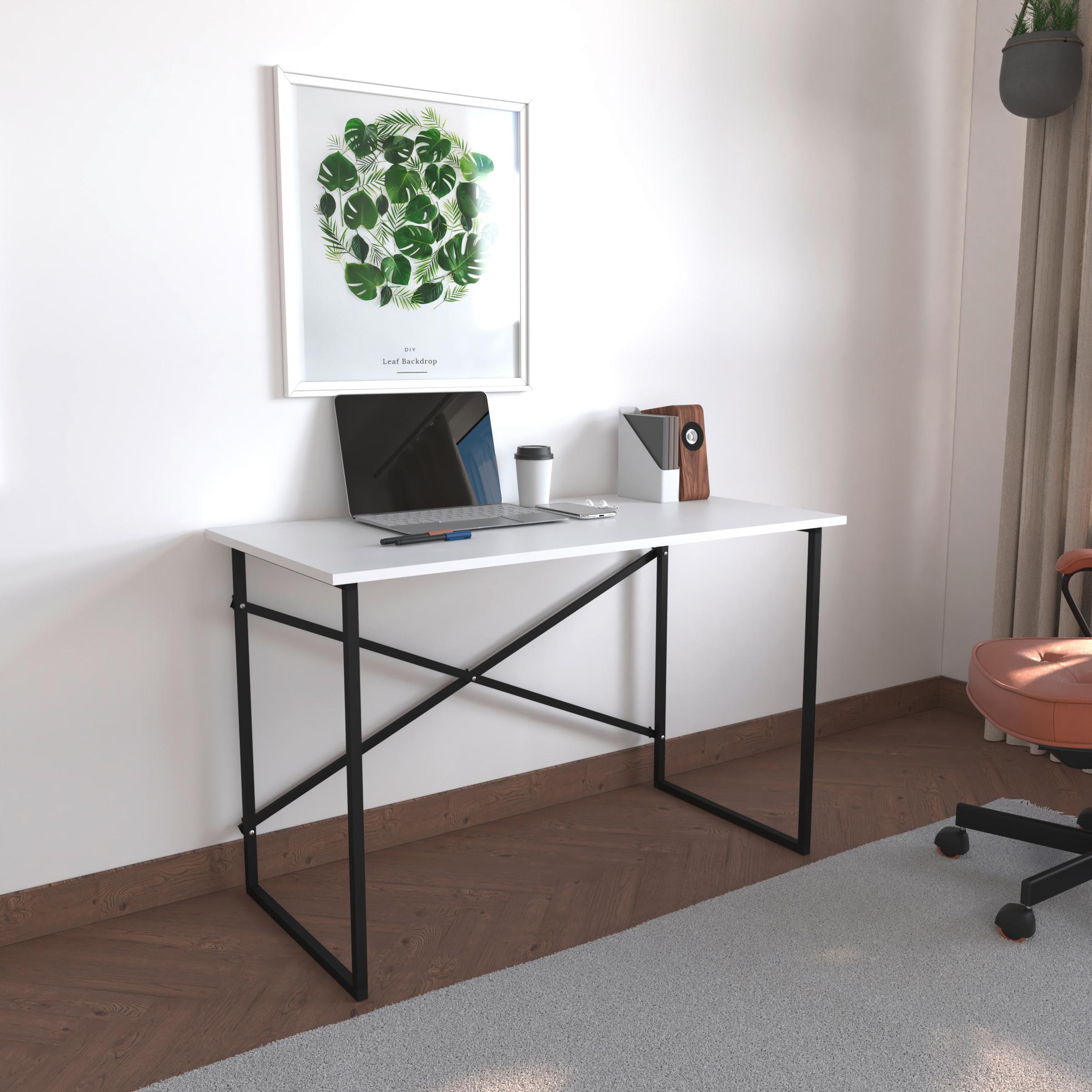 Schreibtisch Insasi Anthrazit Dekor B: 90cm - Anthrazit/Schwarz, Design, Holzwerkstoff/Metall (90/75/50cm) - MID.YOU