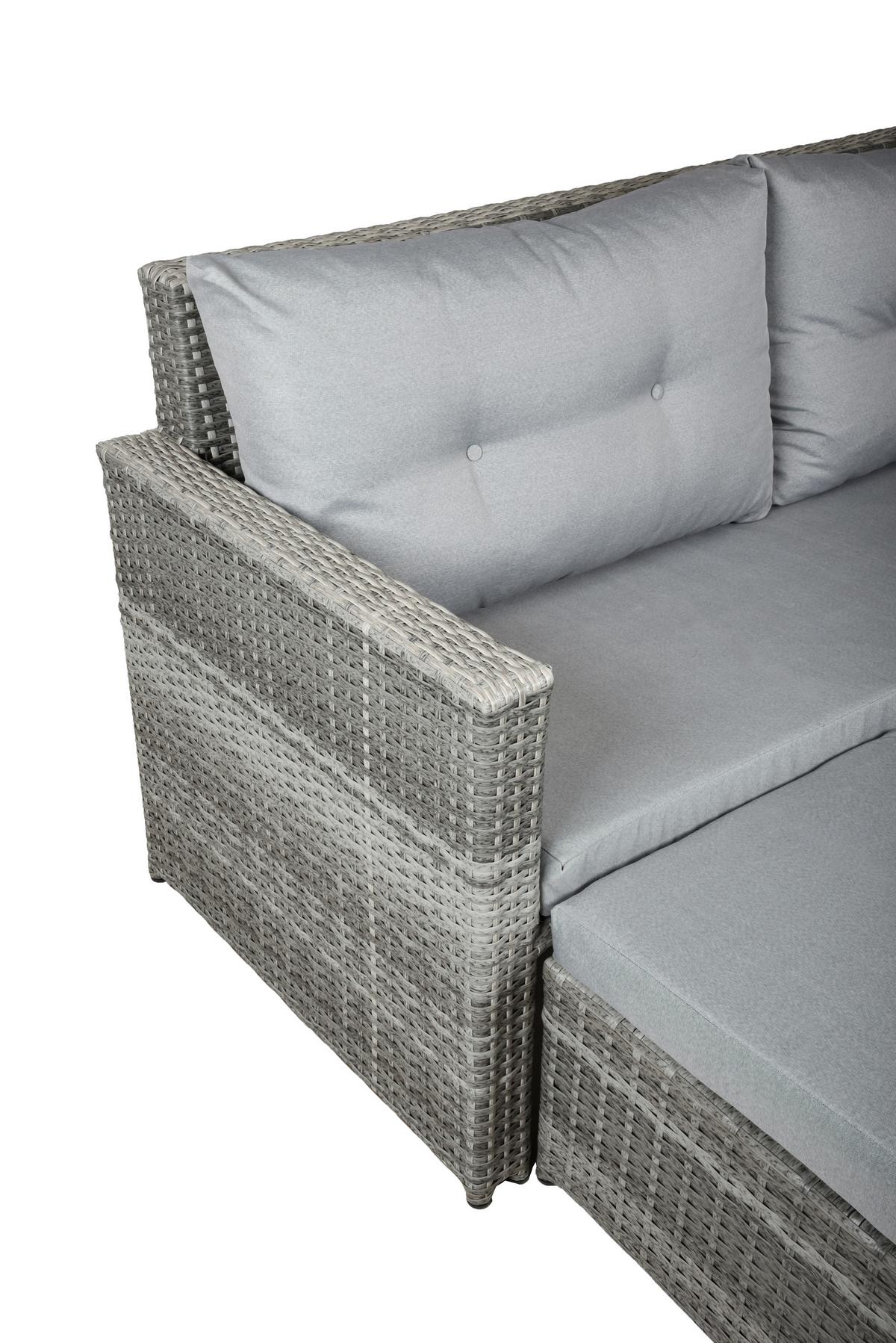 Loungesofa Malta - Schwarz/Grau, Basics, Kunststoff/Textil (180/86/135cm) - Gardenson