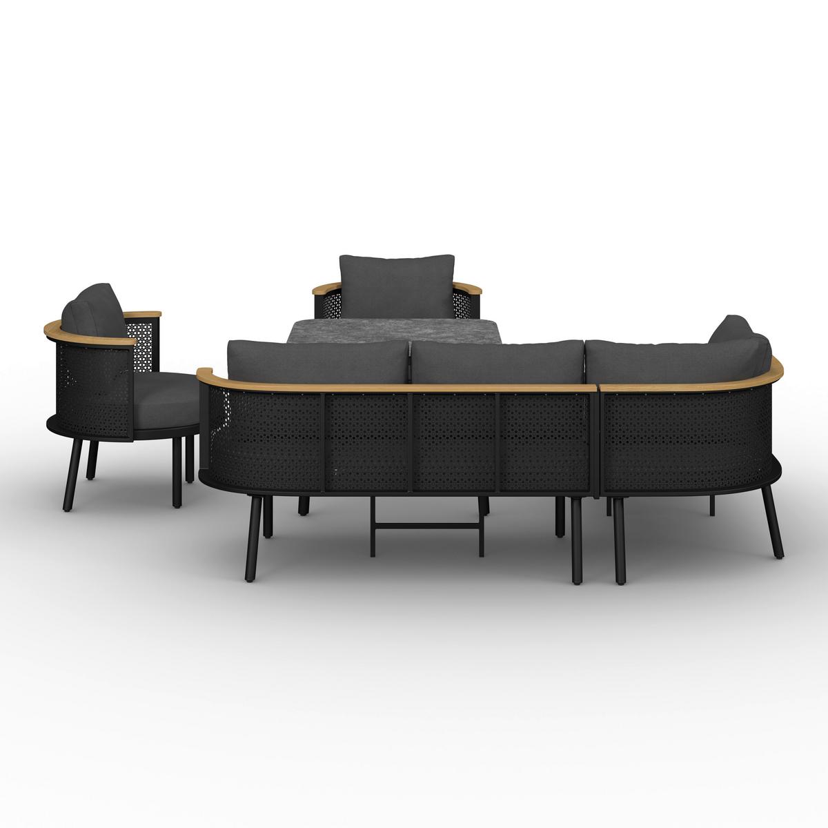 JEDÁLENSKÁ TERASOVÁ SÚPRAVA LISSA - čierna/farba hrušky, Modern, kov/textil - Bessagi Garden