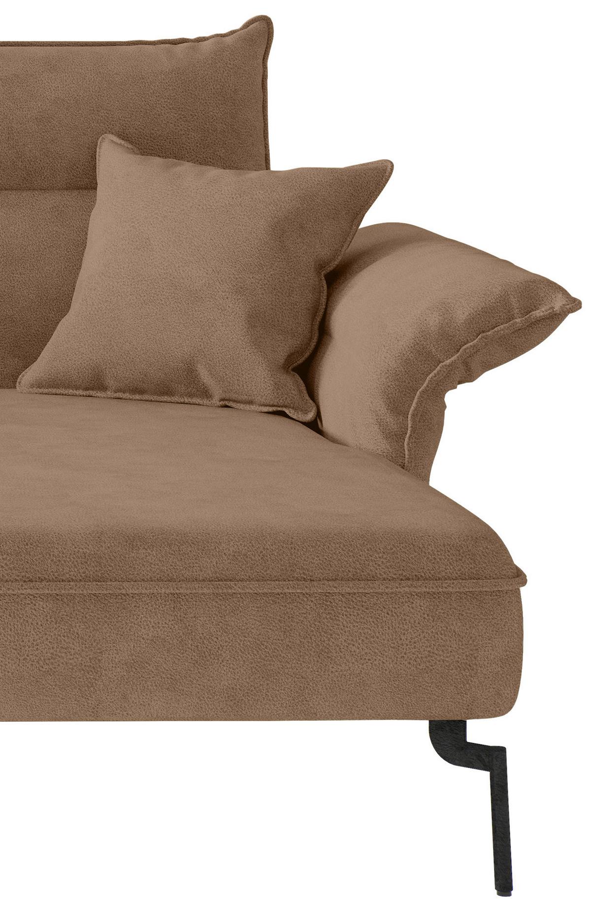 Sitzgarnitur Jakarta - Hellbraun/Edelstahlfarben, Design, Textil (265/185cm) - Livetastic