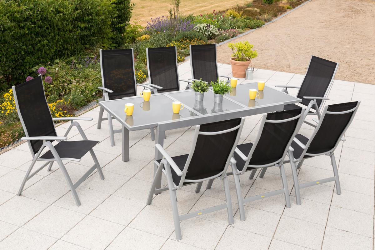 Gartenset Carrara - Silberfarben/Schwarz, MODERN, Textil/Metall - Gardenson