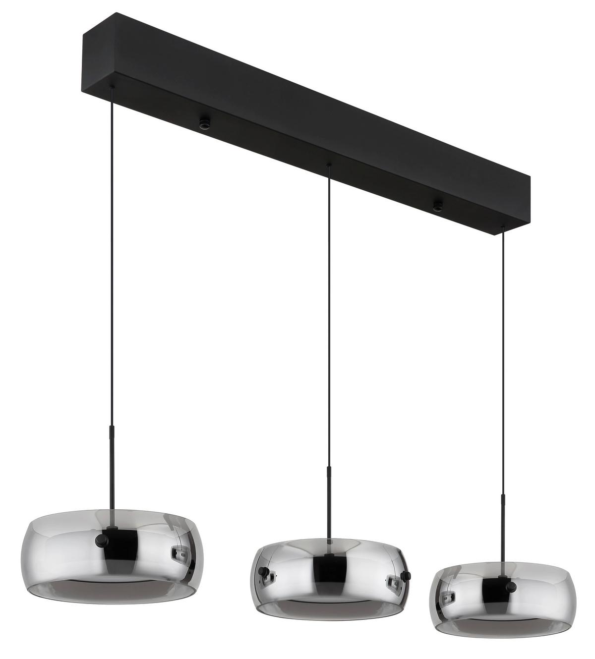 Led-hängeleuchte 3000k, 30w, 3000k - Schwarz/Weiß, Design, Glas/Kunststoff (85/20/120cm) - Globo