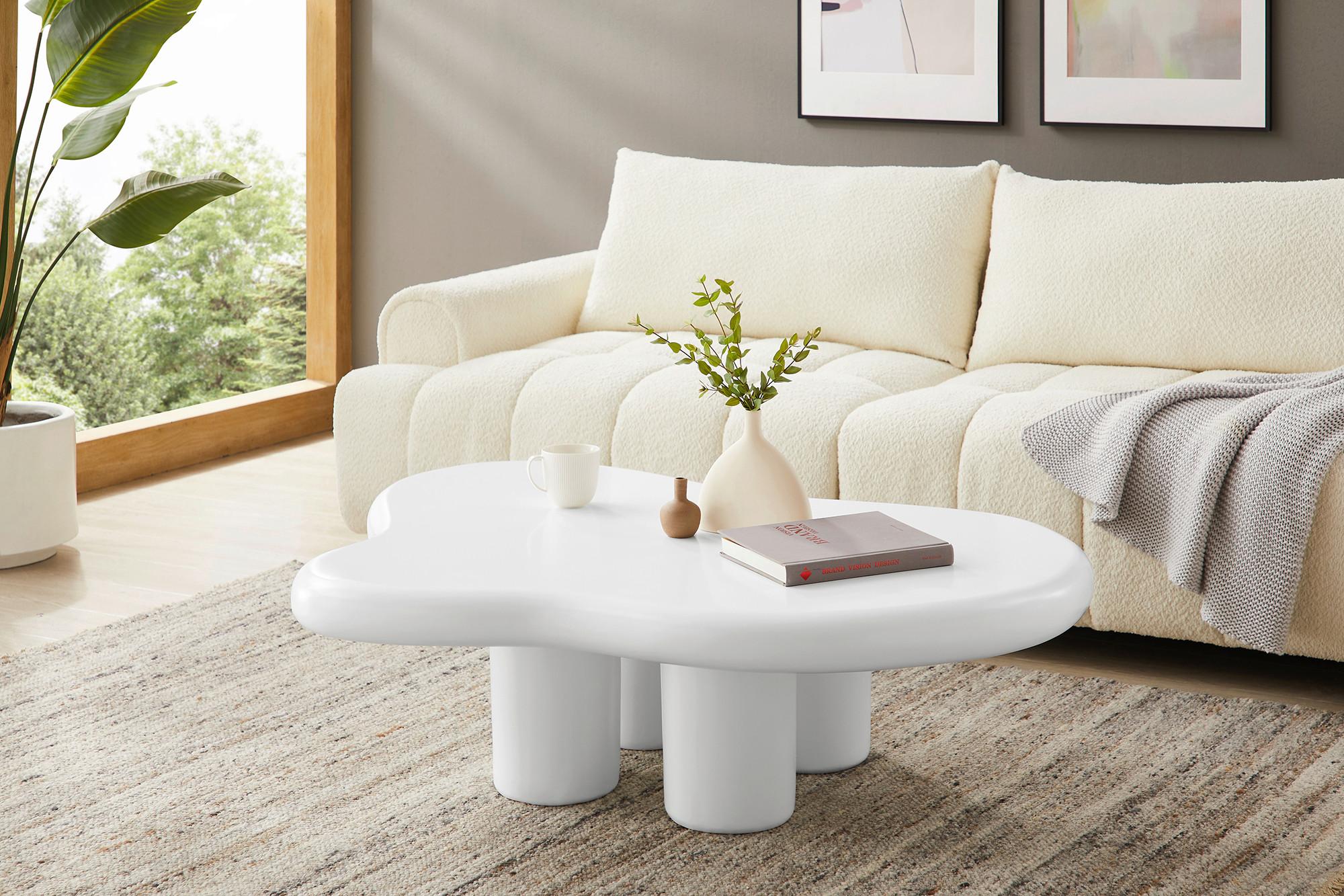 Couchtisch Weiß B: 89 Cm - Weiß, Design, Kunststoff (123/89/35cm) - Livetastic