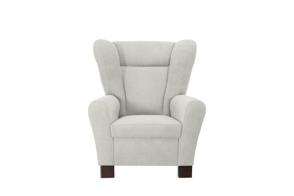 Křeslo ušák CHANDLER, krémová - krémová/hnědá, Design, dřevo/kompozitní dřevo (95/109/97cm) - Ondega