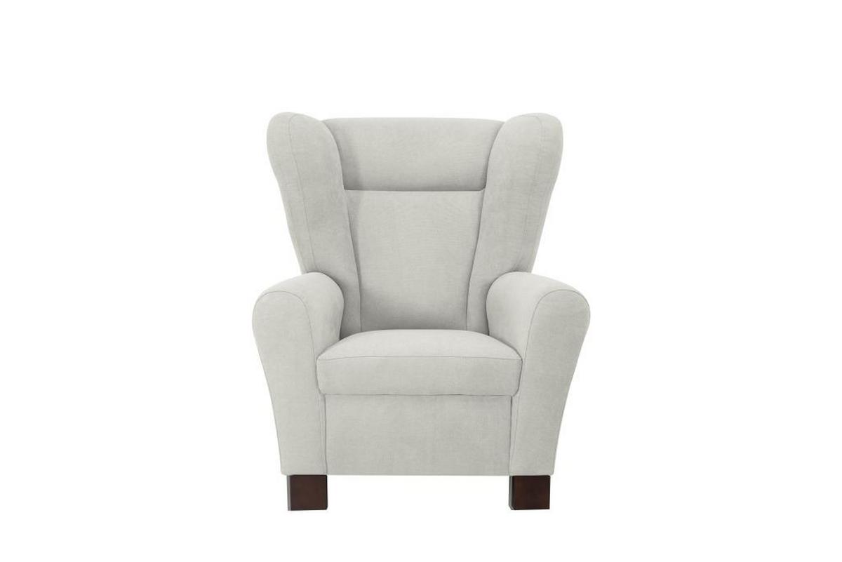 Křeslo ušák CHANDLER, krémová - krémová/hnědá, Design, dřevo/kompozitní dřevo (95/109/97cm) - Ondega