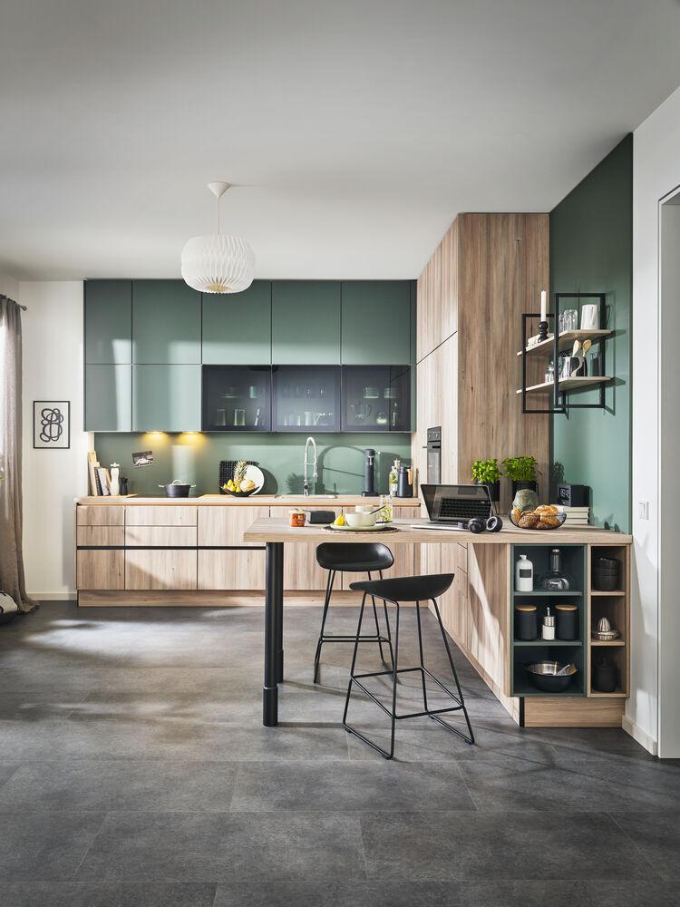 Einbauküchen Pn 100 Frei Planbar Modernes Design - Tannenholzfarben, Holzwerkstoff - Pino