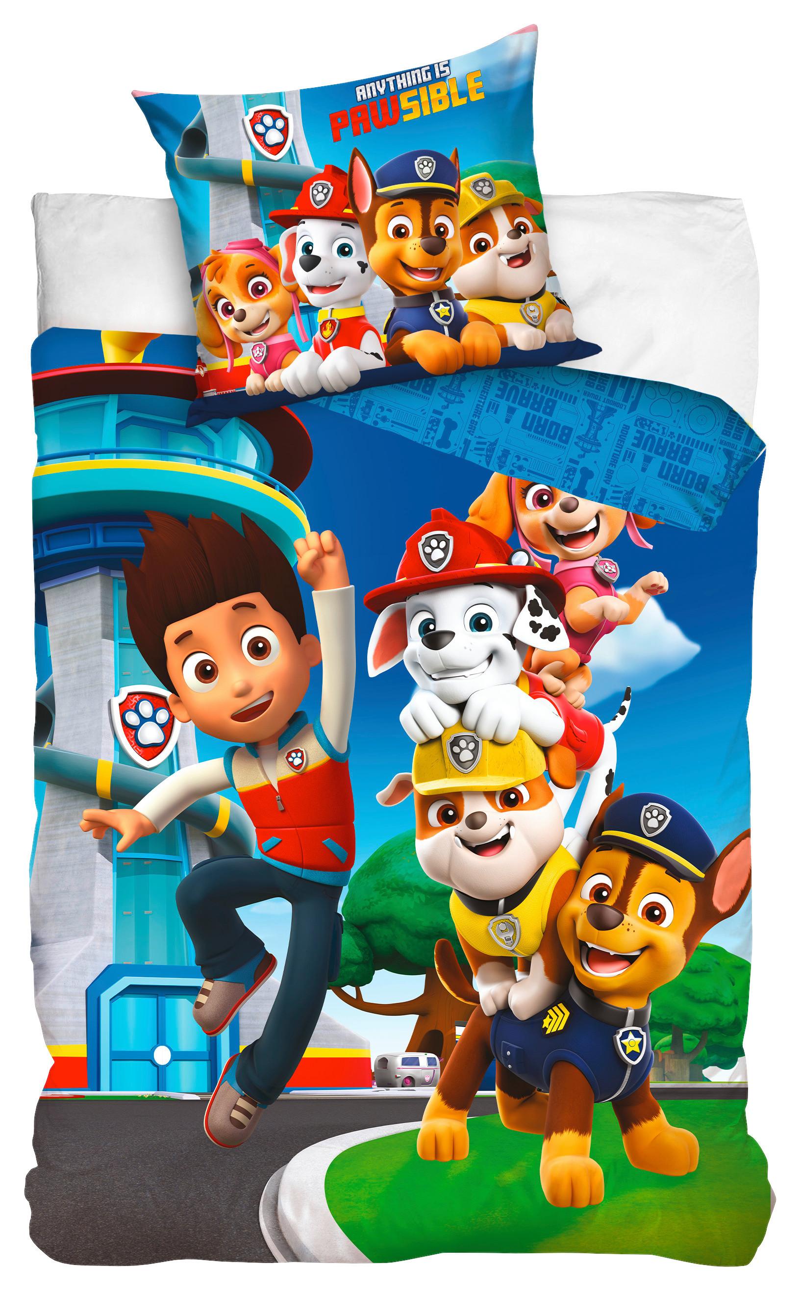 Paw Patrol Bettwäsche-Set – 140x200 Cm + 70x90 Cm, 100% Baumwolle, Waschbar