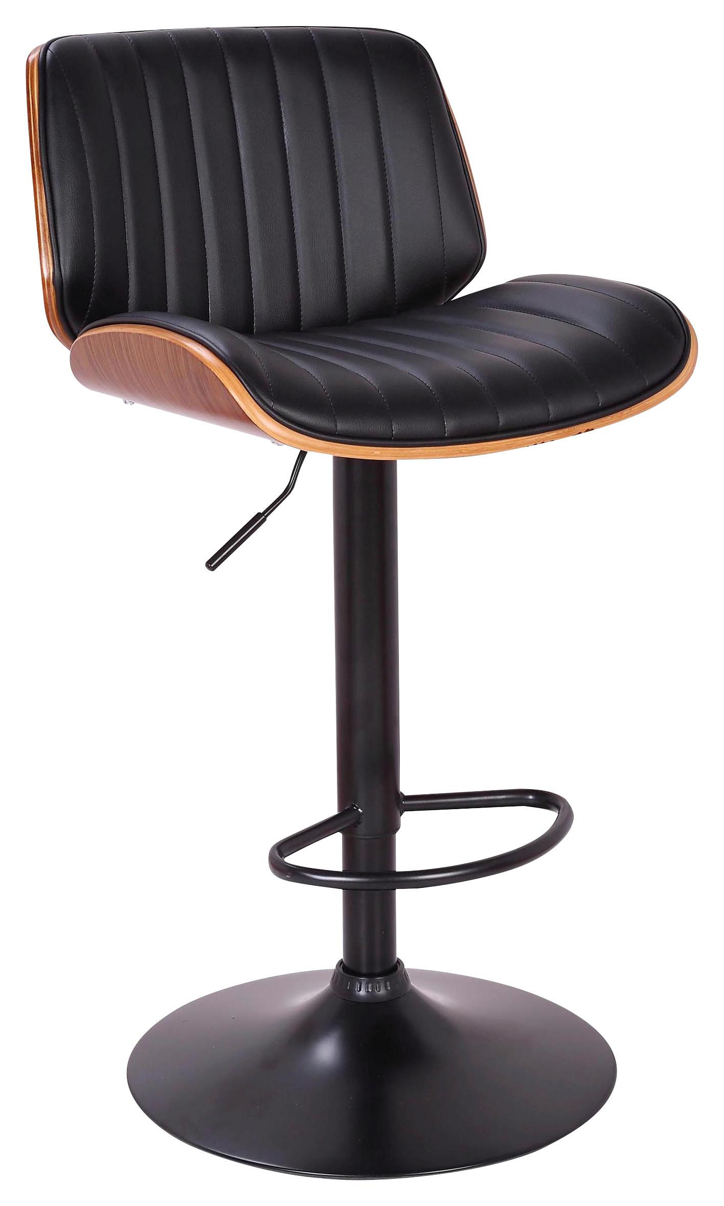 BAROVÁ STOLIČKA JEFF - čierna/farba vlašského orecha, Lifestyle, kov/drevo (47/87-108/50cm) - Premium Living