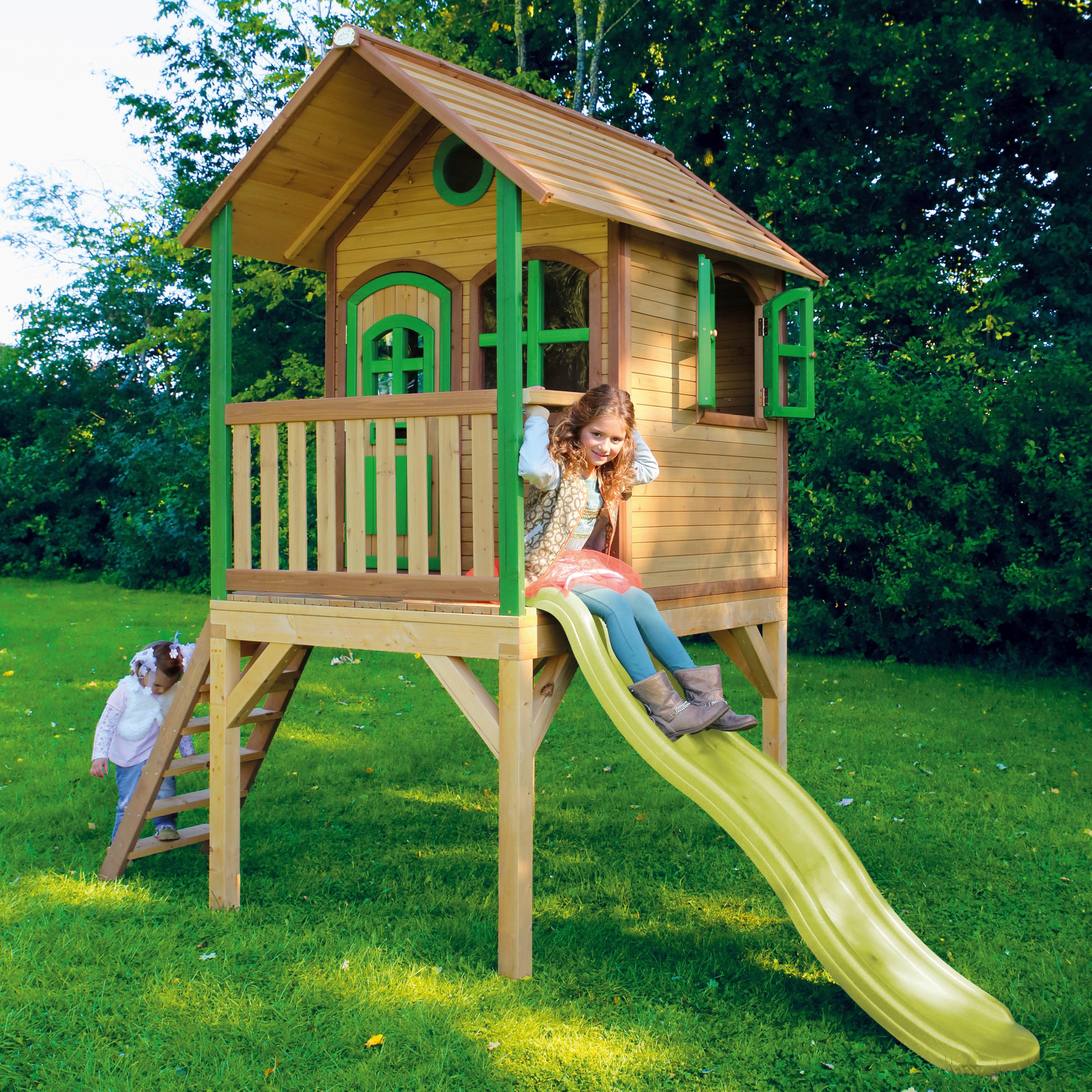 Spielhaus A030.037.10 - Hellgrün/Braun, KONVENTIONELL, Holz (318/272/191cm) - Ambia Garden