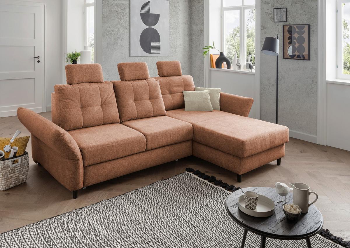 Ecksofa Brizzini Koralle S: 250-280x176 cm - Koralle/Beige, MODERN, Textil (250-280/176cm) - Livetastic