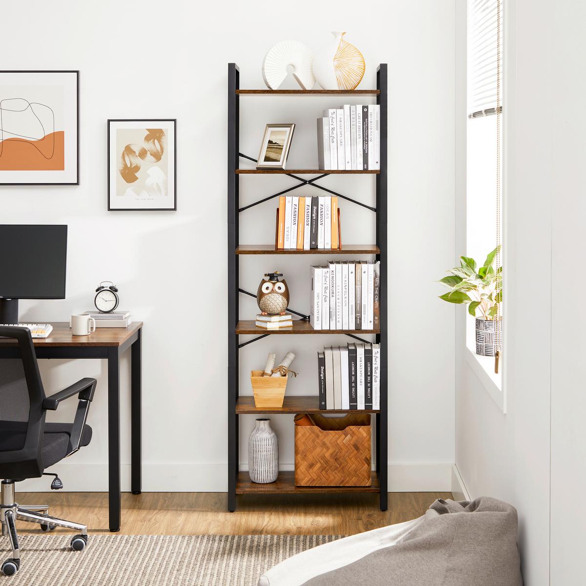 REGAL Regal B: 66 cm Braun/Schwarz - Schwarz/Braun, Trend, Holzwerkstoff/Metall (66/186/30cm) - Boxxx