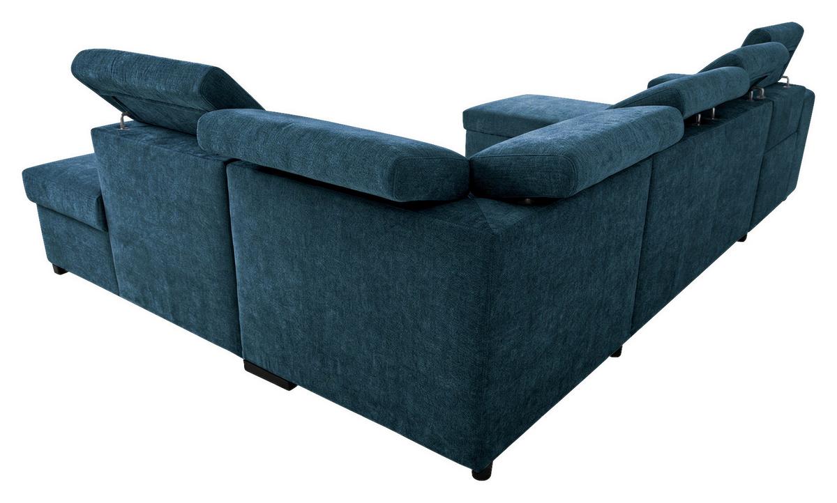 Wohnlandschaft Sirus XL blau, 219x334cm - Blau/Eichefarben, KONVENTIONELL, Holz/Holzwerkstoff (219/334/77cm)