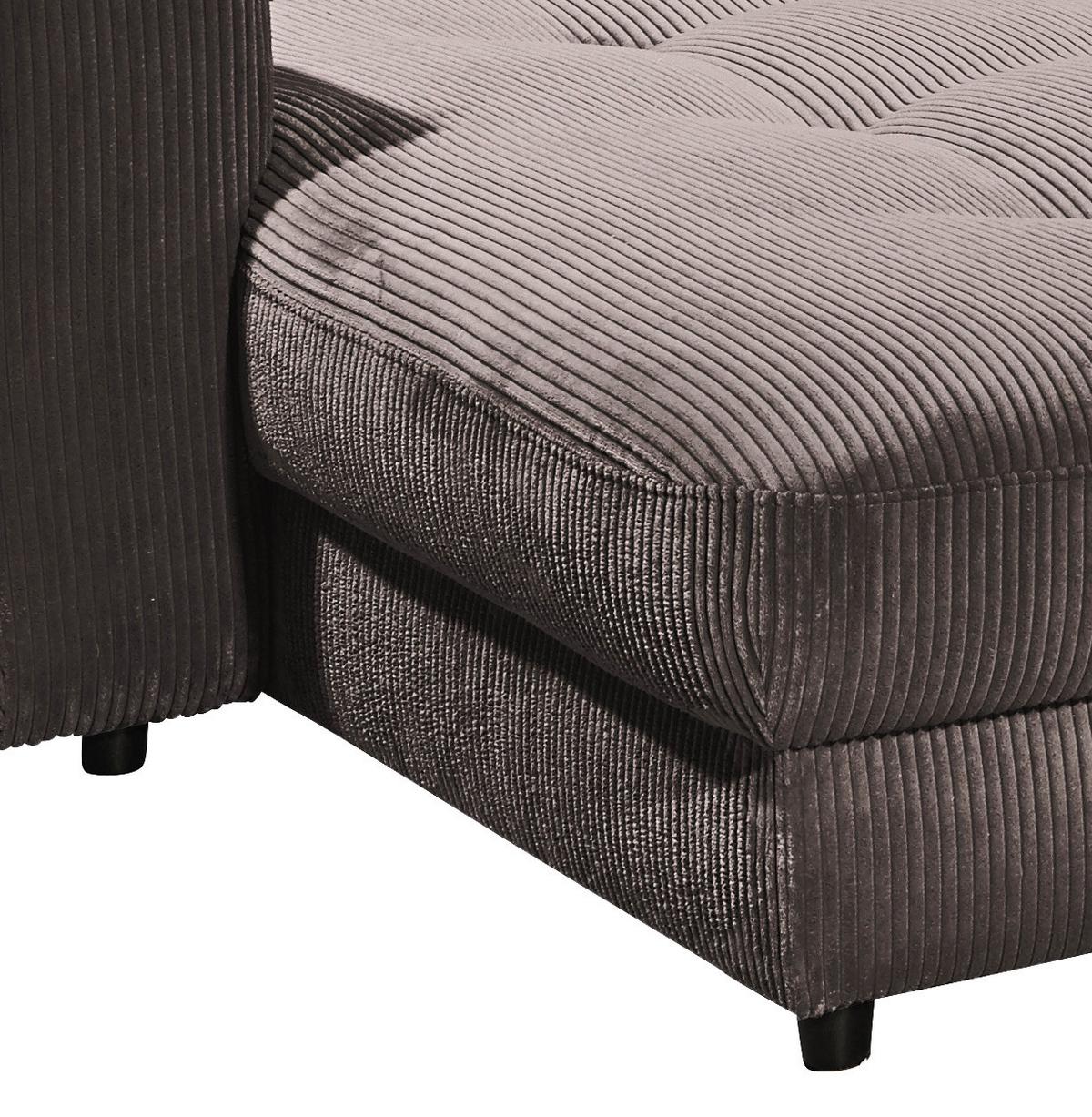 Big Sofa Barura Loveseat Mokka Cord - Schwarz/Mokka, KONVENTIONELL, Holzwerkstoff/Textil (292/90/194cm) - MID.YOU