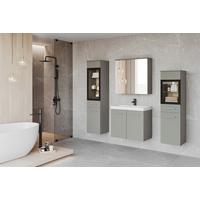 Koupelna 4-dílná MADRIT II dekor světle šedá - bílá/světle šedá, Lifestyle, kompozitní dřevo/plast (120,4/131,5/30,2cm) - P & B
