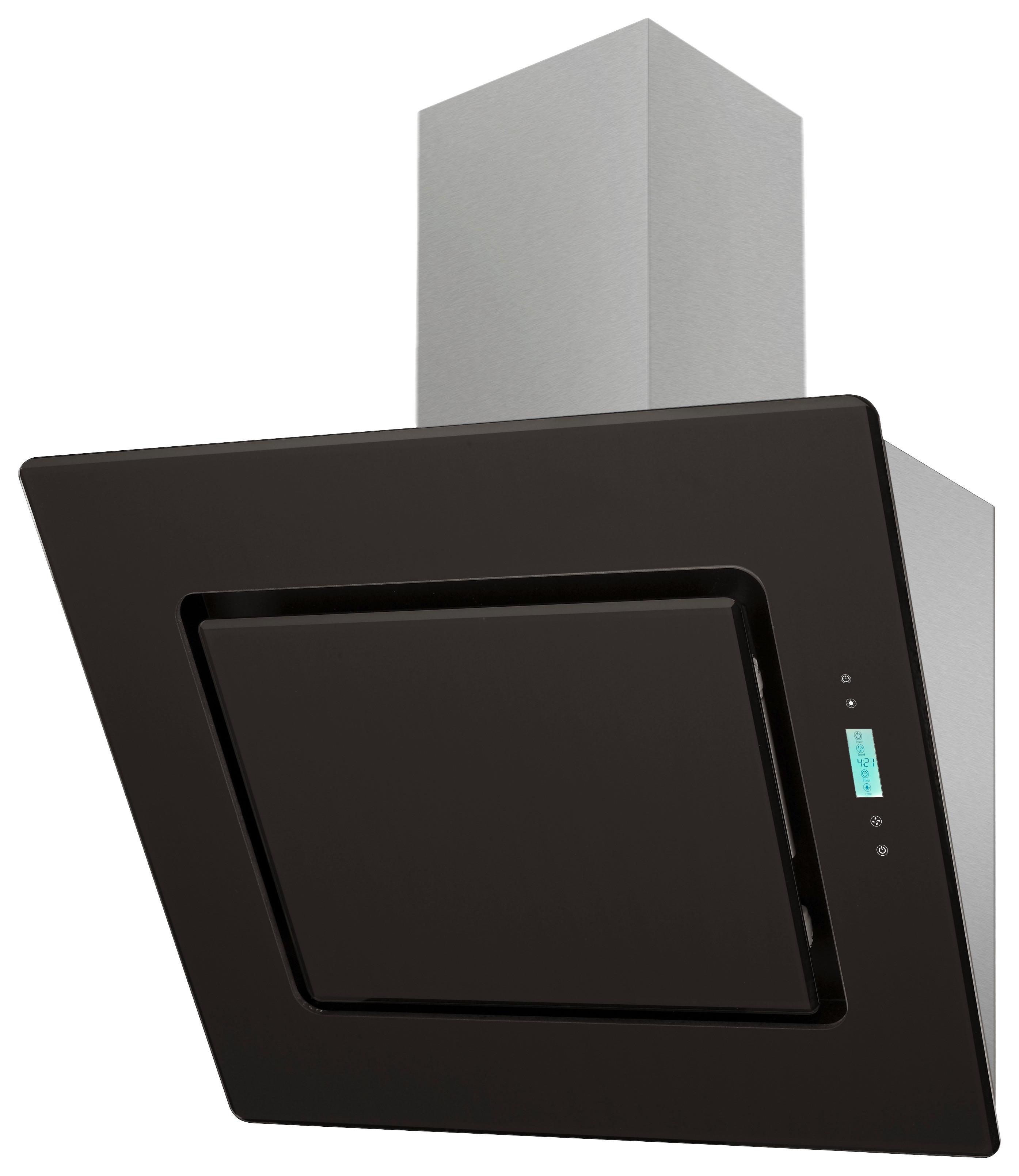 Kopffreihaube Ch 99040 Glas Schwarz B: 60cm Led - Edelstahlfarben/Schwarz, Trend, Glas/Metall (60/87,5-125,5/37cm) - Respekta