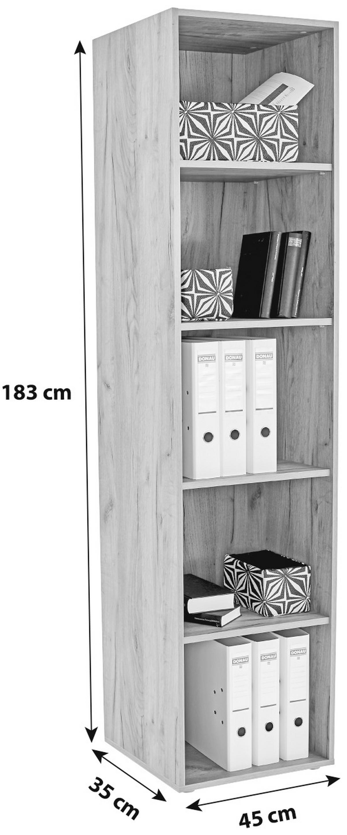 REGÁL TIO - barvy dubu, Moderní, kompozitní dřevo (45/183/35cm)