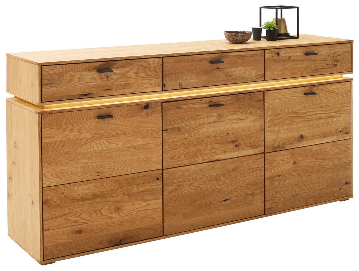 Sideboard Echtholz B: 183 cm Como Wildeiche - Wildeiche, Natur, Holz/Holzwerkstoff (183/90/44cm) - MID.YOU