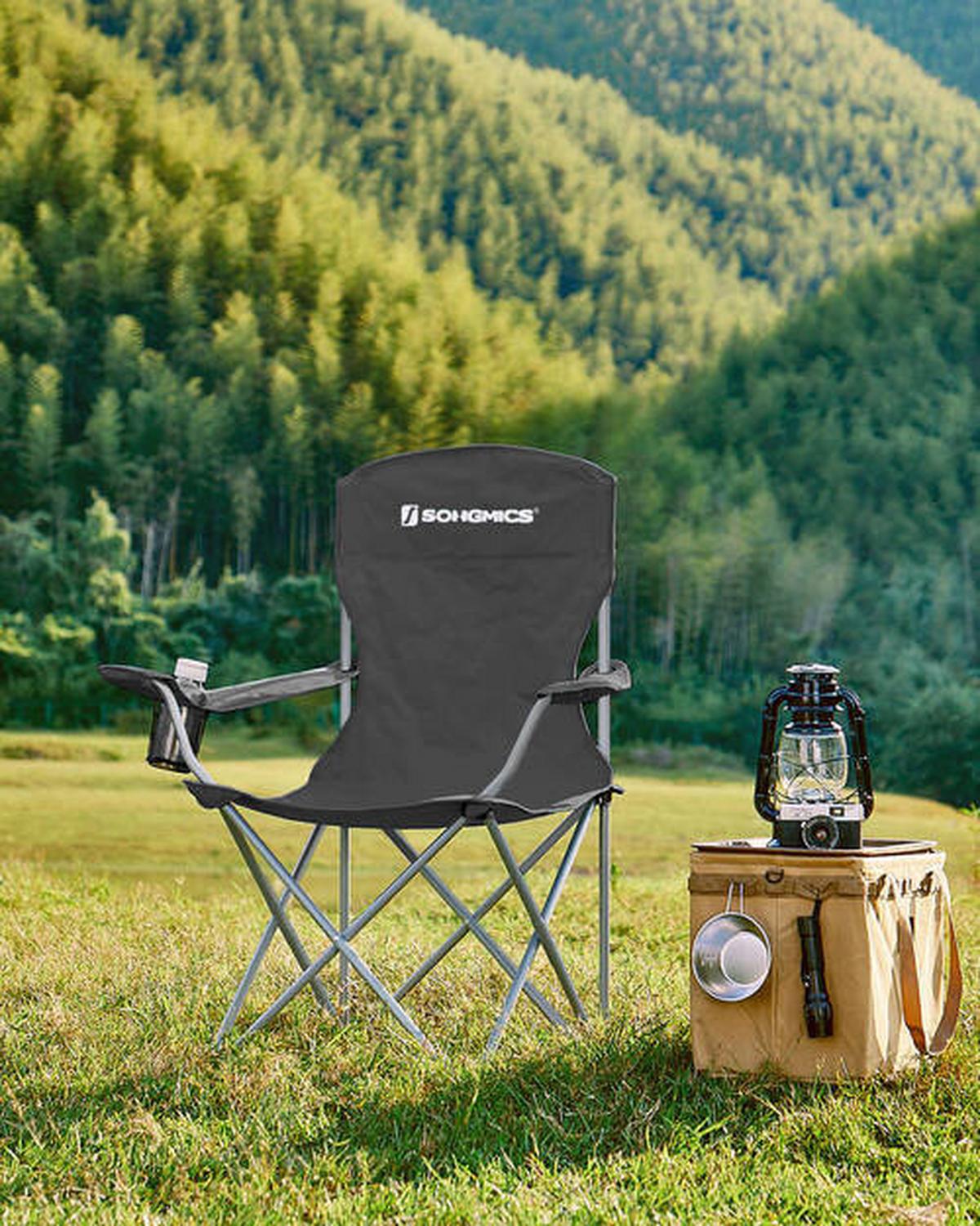 Campingsessel 2-tlg. Set, Inkl. Tragetasche, B: 86 Cm - Silberfarben/Schwarz, Basics, Textil/Metall (86/97/54cm) - Modante