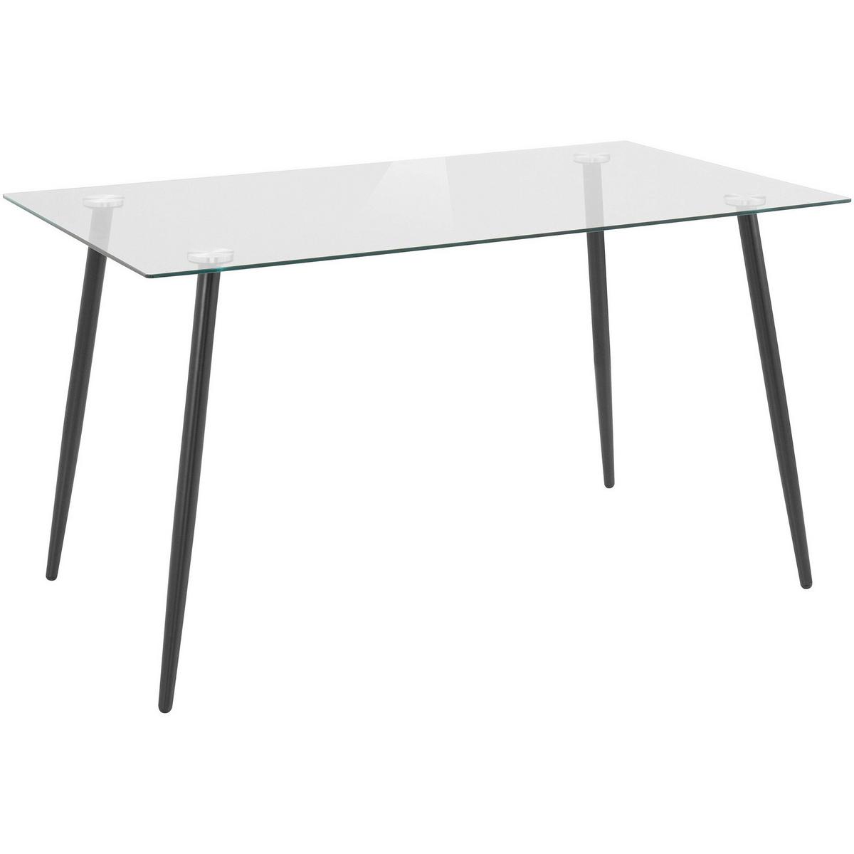 Esstisch Danny Schwarz/Transparent L: 140cm - Transparent/Schwarz, Design, Glas/Metall (140/75/80cm) - MID.YOU