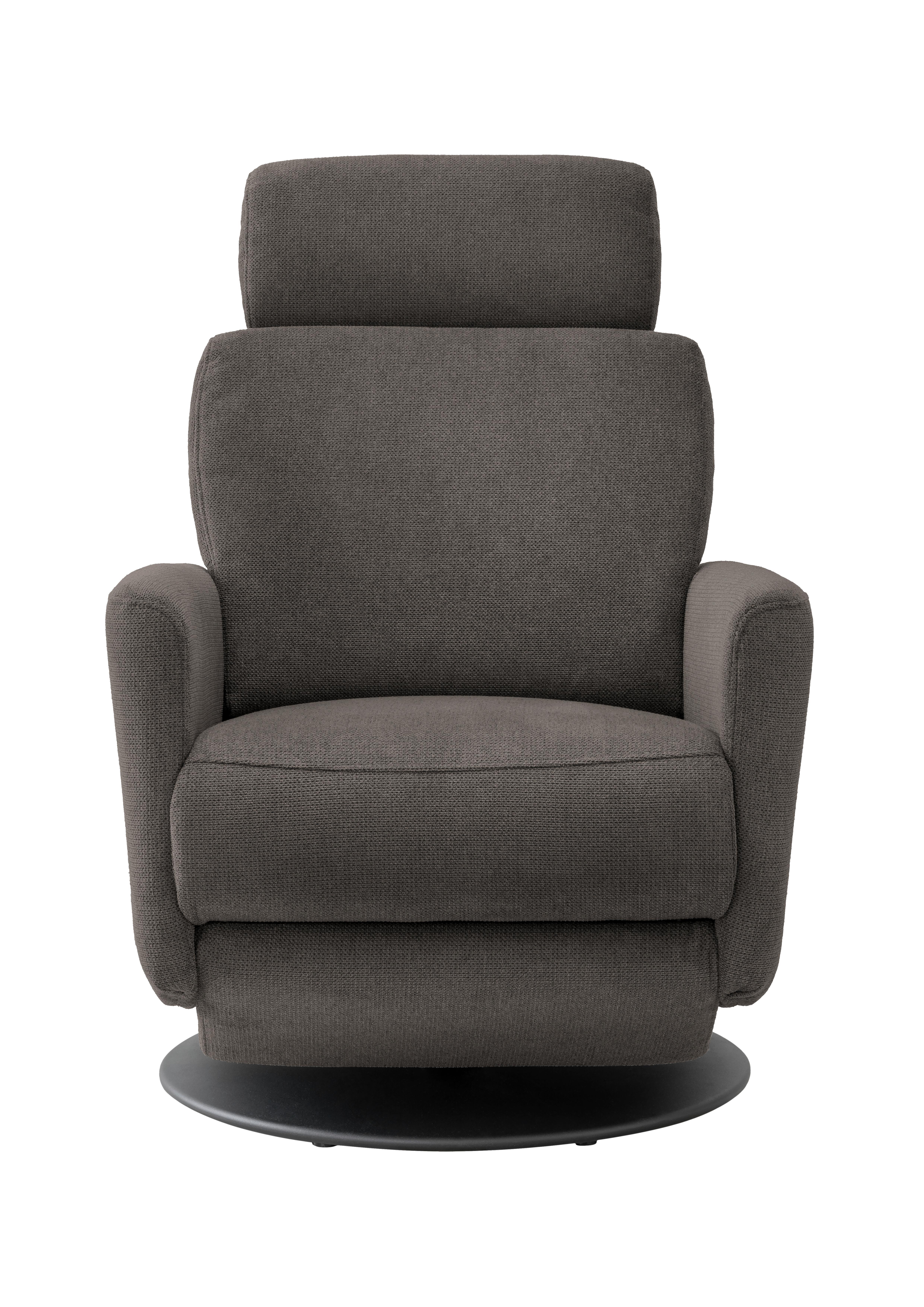 Relaxsessel Centrale T: 87-154 cm, Graubraun - Graubraun/Schwarz, MODERN, Textil (77/105/87-154cm) - Livetastic