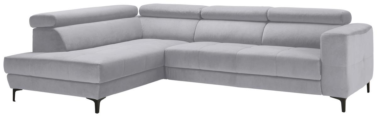 Rohová sedačka EMMA, ľavá, sivobiela,op.hl.,USB,el.výsuv - čierna/sivobiela, Modern, textil (210/301cm) - Premium Living