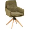Armlehnstuhl Matti Grün, Sitzfläche 360° drehbar - Naturfarben/Grün, KONVENTIONELL, Holz/Textil (60/93/65,5cm) - Livetastic