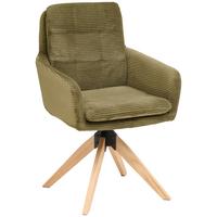 Armlehnstuhl Matti Grün, Sitzfläche 360° drehbar - Naturfarben/Grün, KONVENTIONELL, Holz/Textil (60/93/65,5cm) - Livetastic