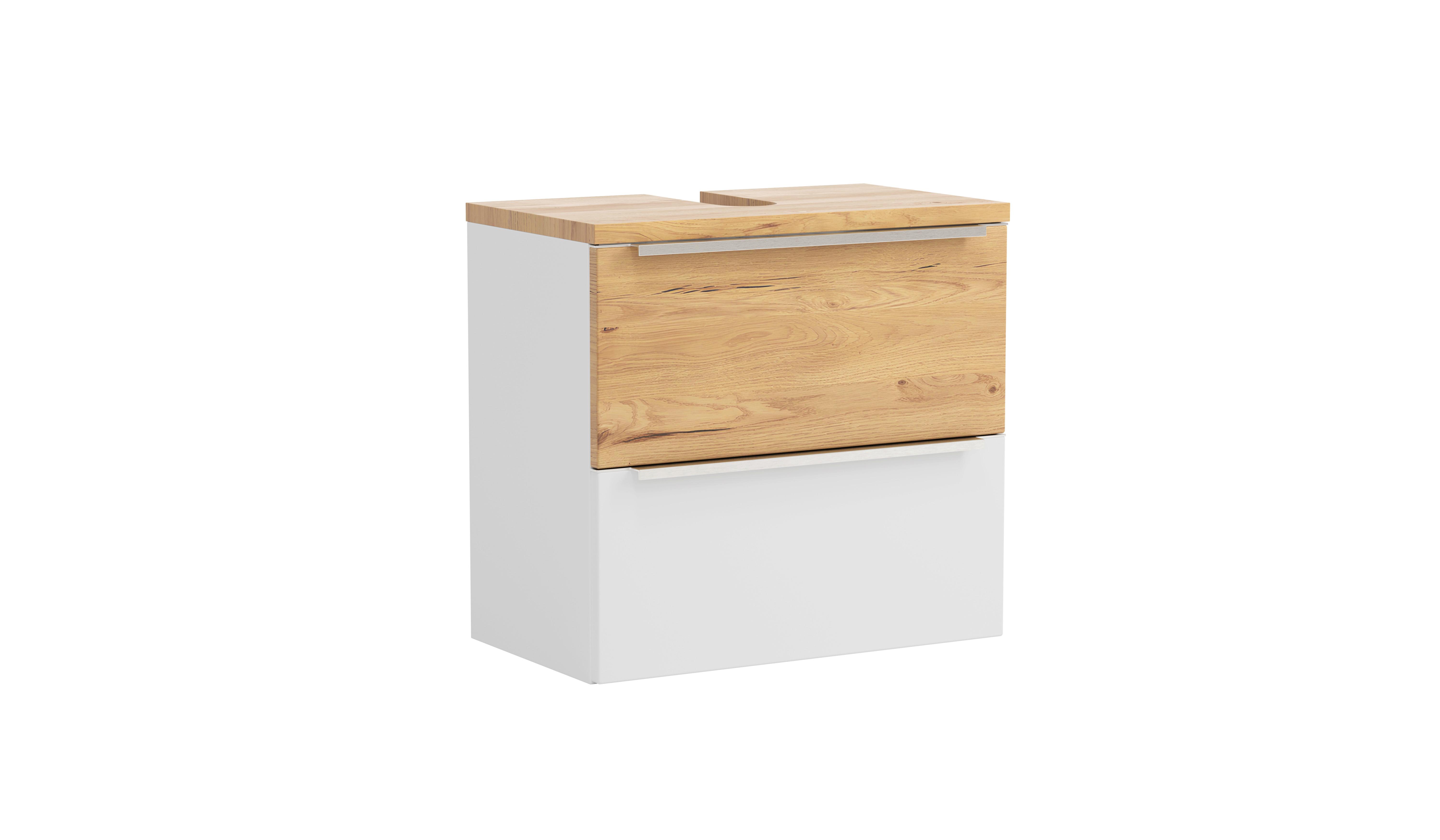 WASCHBECKENUNTERSCHRANK Verona Weiß/Wildeiche B: 60cm - Wildeiche/Weiß, Trend, Holzwerkstoff (60/54/35cm) - Held