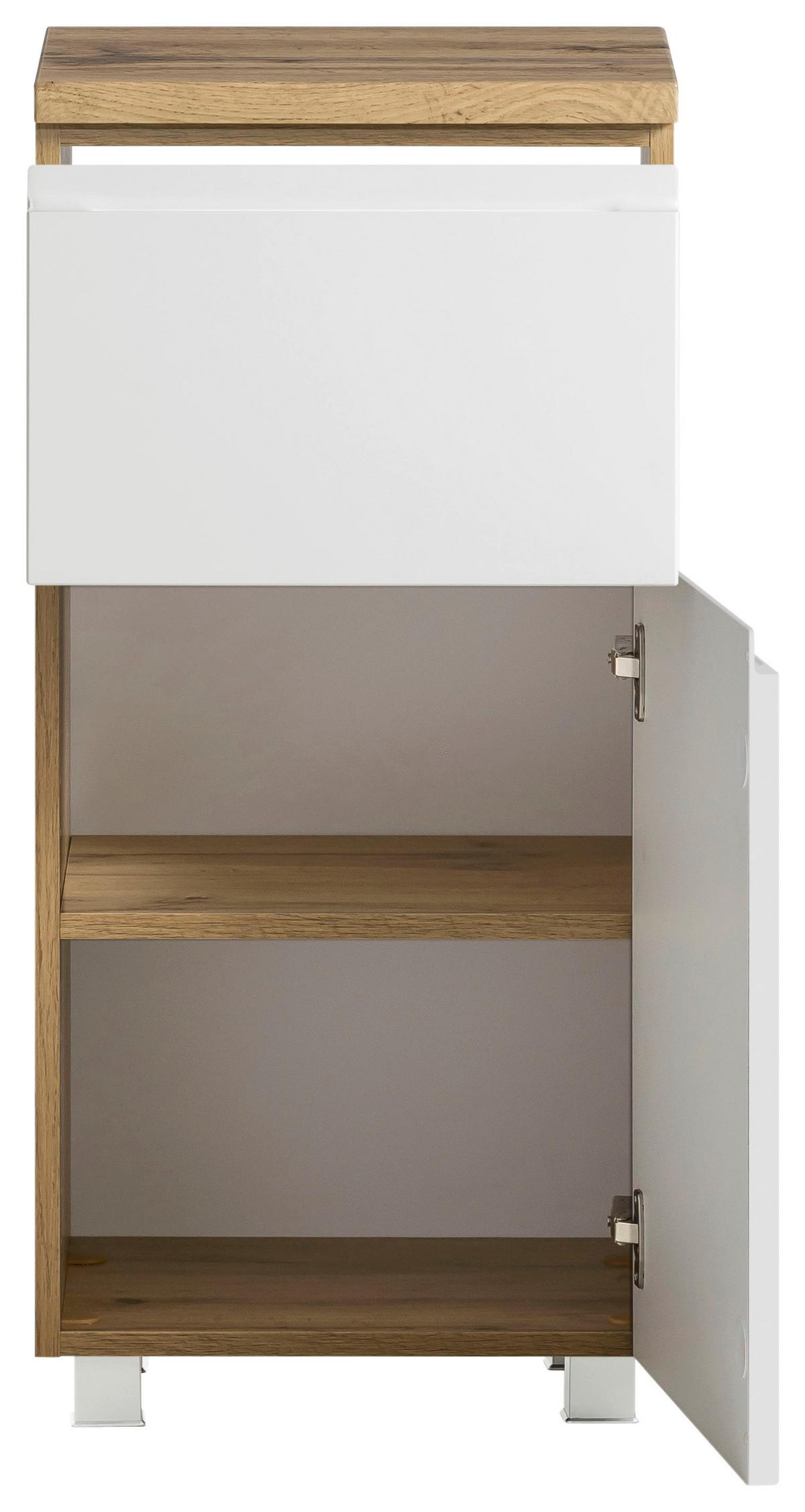 Badezimmer Unterschrank Varese BxH 40x79 cm Weiß/Holz Dekor - Eiche Wotan/Weiß, MODERN, Holzwerkstoff (40/79/35cm) - Held