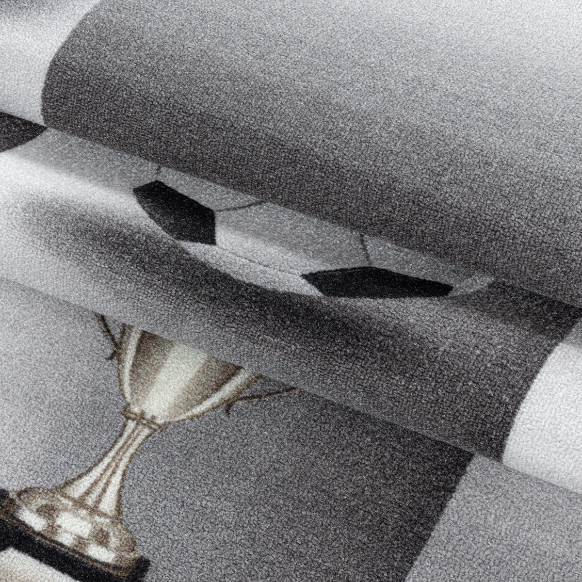 Kinderteppich Fußball Grau Play 140x200 cm - Grau, Basics, Textil (140/200cm)