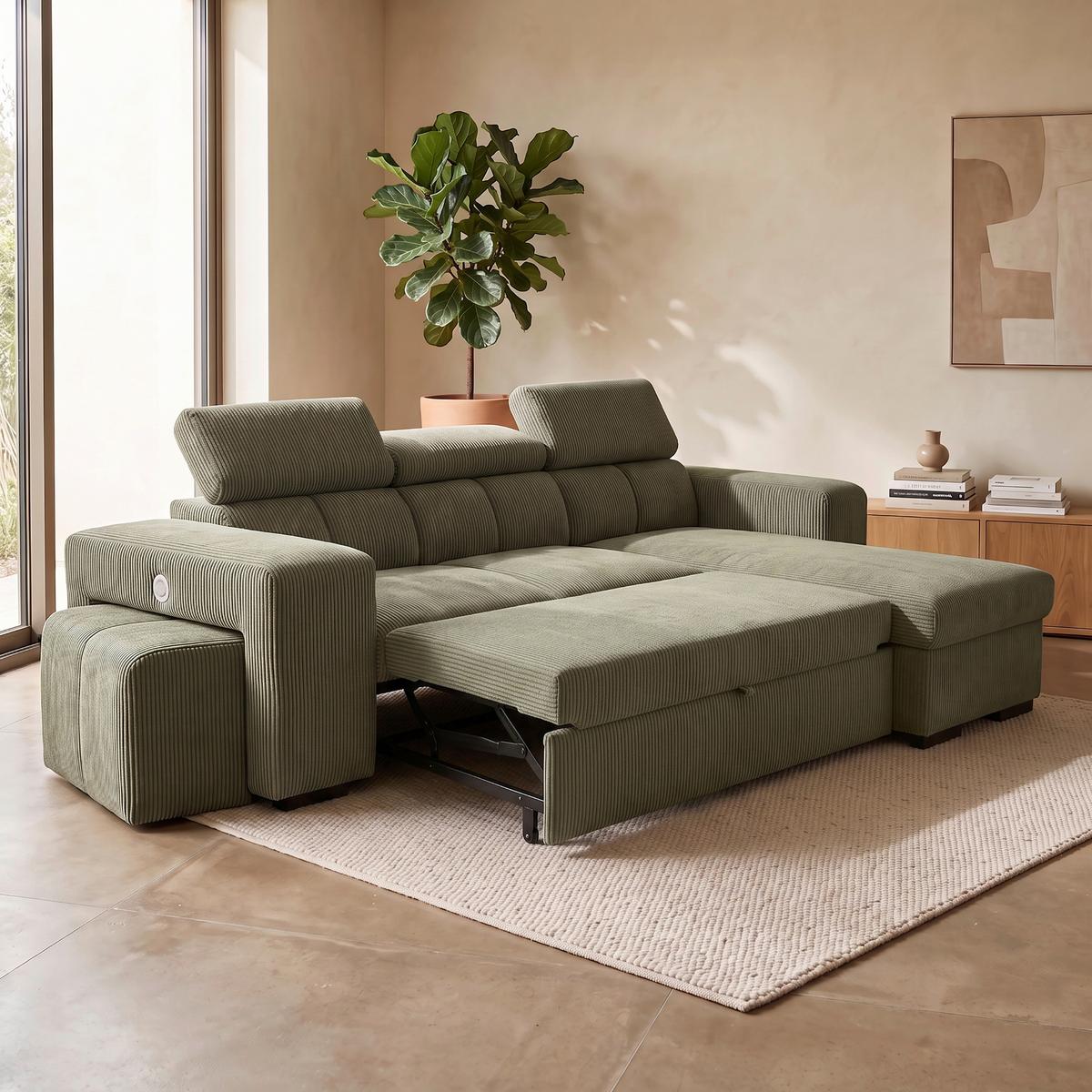 Ecksofa Sirius M olivgrün, 251x165cm - Olivgrün, KONVENTIONELL, Holz/Holzwerkstoff (251/165cm)