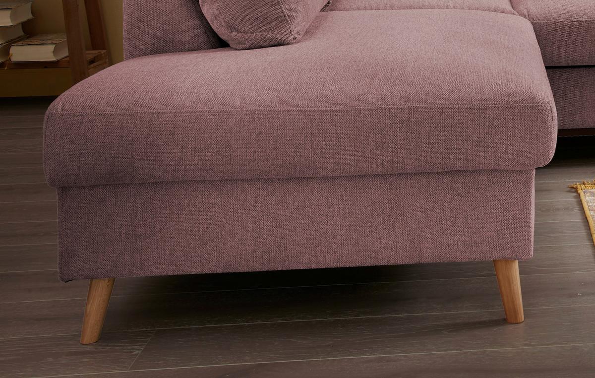 Ecksofa Mit Schlaffunktion Valentina Mit Kissen Rosa - Rosa/Naturfarben, KONVENTIONELL, Textil (200/230cm) - P & B