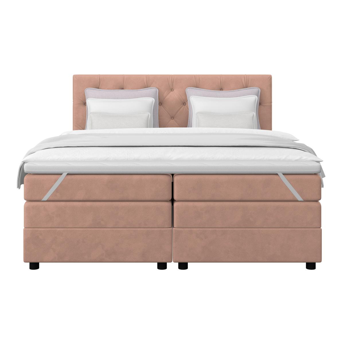 Boxspringbett Elio Altrosa 180x200 Cm H2 - Schwarz/Altrosa, ROMANTIK / LANDHAUS, Textil (184/121/212cm) - James Wood