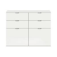 Kommode Projekt X Weiß B: 120 Cm - Weiß Hochglanz/Schwarz, Design, Holzwerkstoff (120/85/37cm) - Livetastic