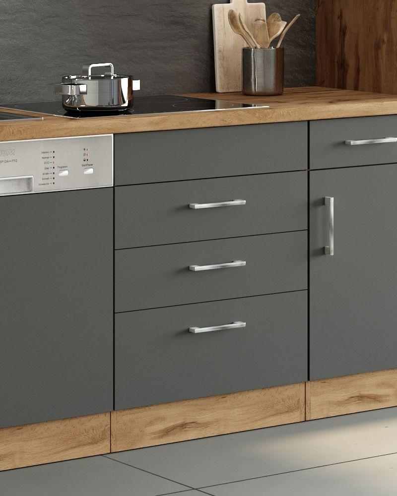Kochfeld-Umbauschrank B: 60 cm Anthrazit 3 Laden - Apfelbaumfarben/Anthrazit, MODERN, Holzwerkstoff (60/85/60cm) - Held