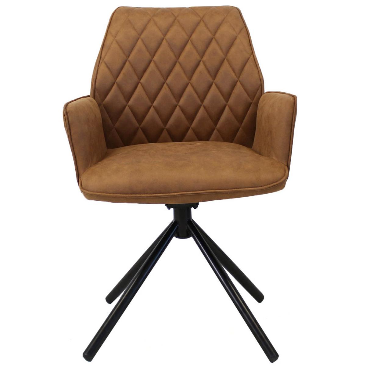 Armlehnstuhl Donny Cognac/Schwarz, B: 58 cm - Cognac/Haselnussfarben, LIFESTYLE, Textil/Metall (58/92/52cm) - MID.YOU