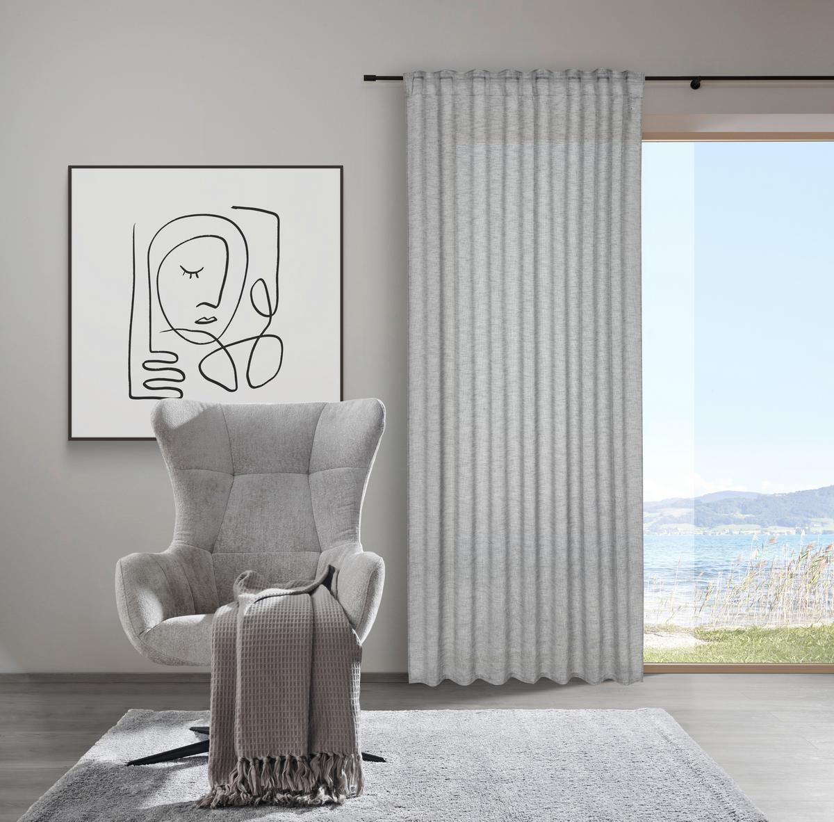 HOTOVÝ ZÁVĚS Sigrid, 140/245cm - šedá, Romantický / Rustikální, textil (140/245cm) - Premium Living