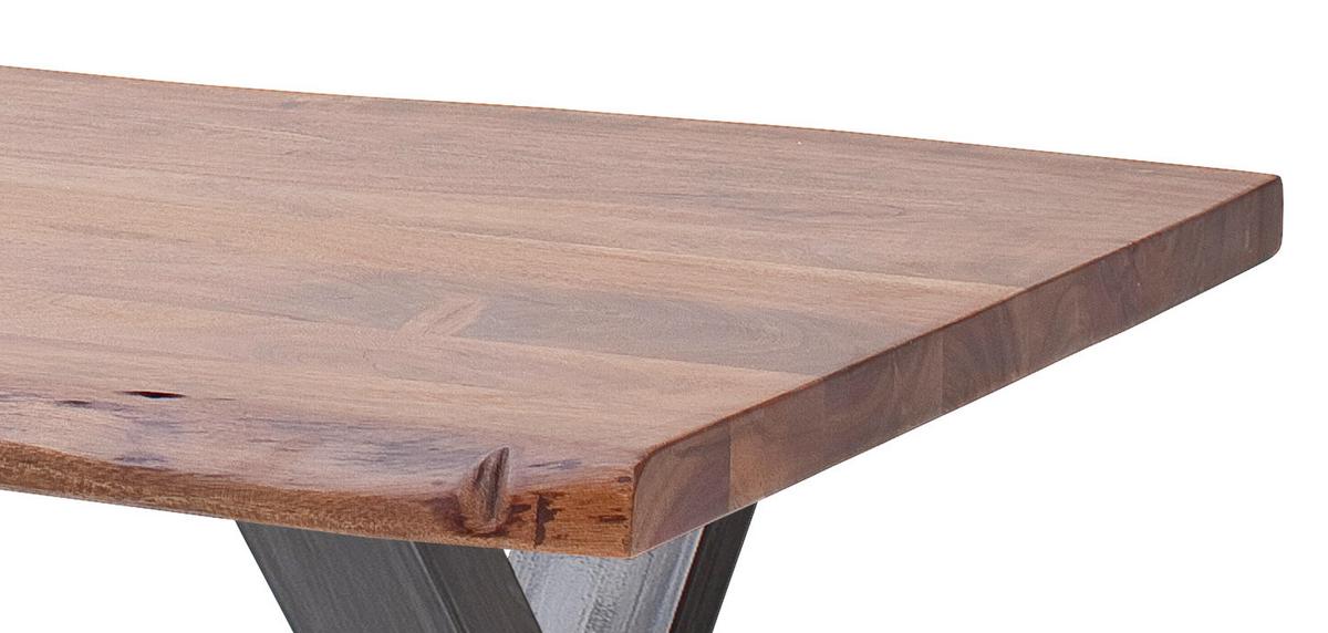 Couchtisch Holz Massiv Cartagena Walnuss/Nickelfarben - Walnussfarben/Nickelfarben, MODERN, Holz/Metall (110/45/70cm)