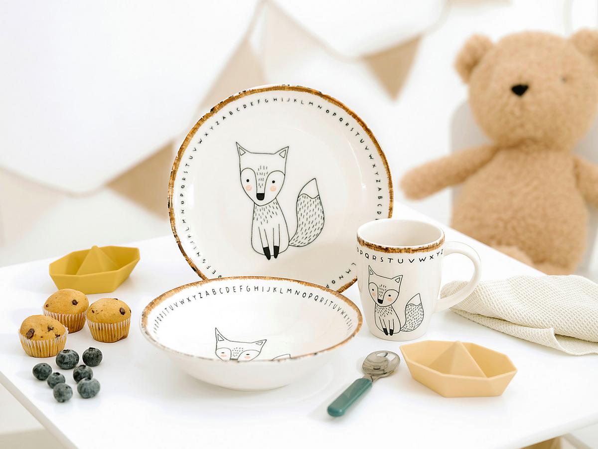 Kindergeschirrset Mutlicolor Steinzeug Fuchs - Multicolor, Basics, Keramik - Creatable