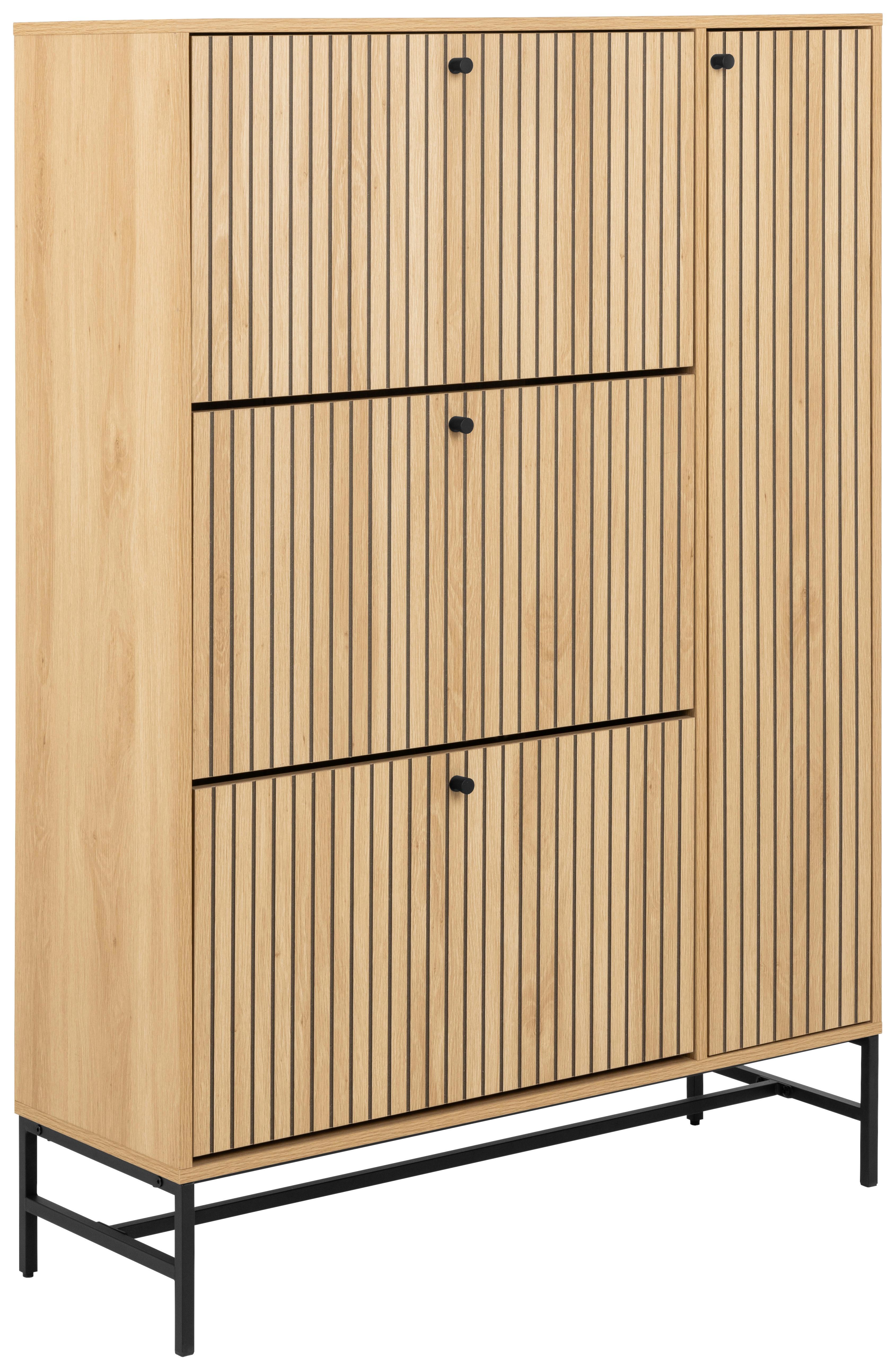 BOTNÍK ALBANY - černá/přírodní barvy, Design, kov/dřevo (98,7/140,4/35cm)