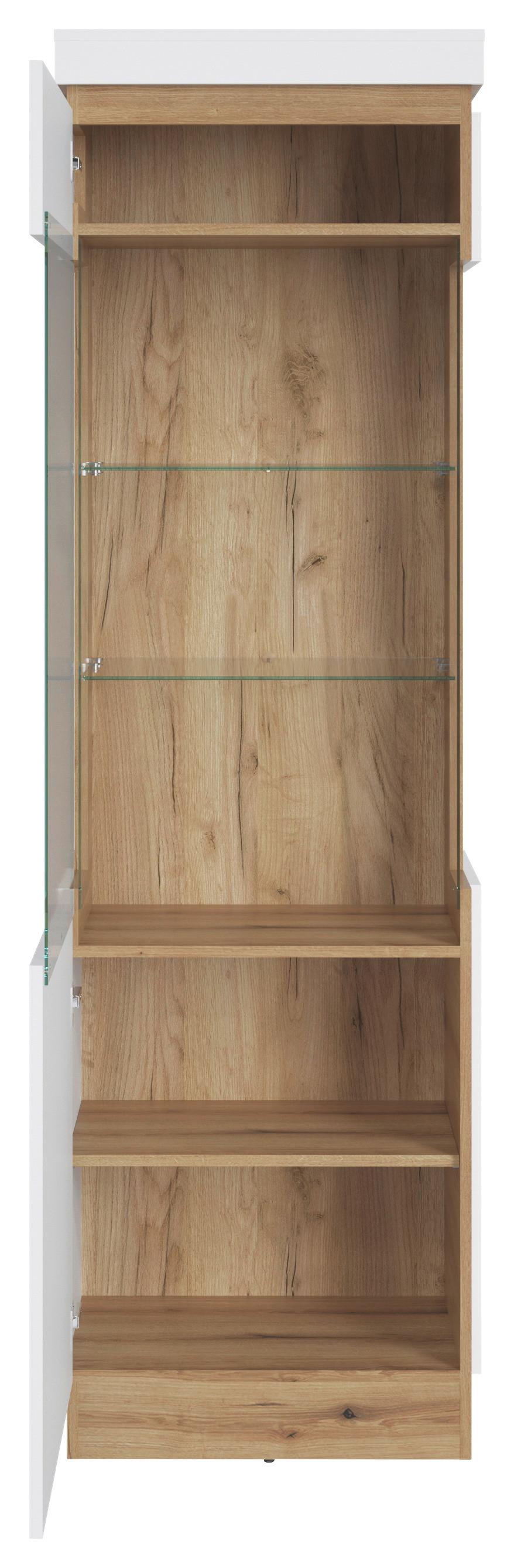 Vitrine Calabria Türanschlag Links - Eichefarben/Weiß, Trend, Glas/Holzwerkstoff (60,1/200,5/40cm)