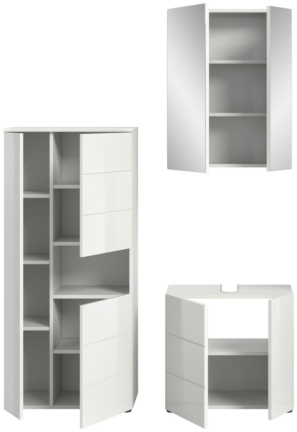 Badezimmer Vira Weiß B: 120 cm - Weiß Hochglanz/Schwarz, MODERN, Holzwerkstoff (120cm) - MID.YOU