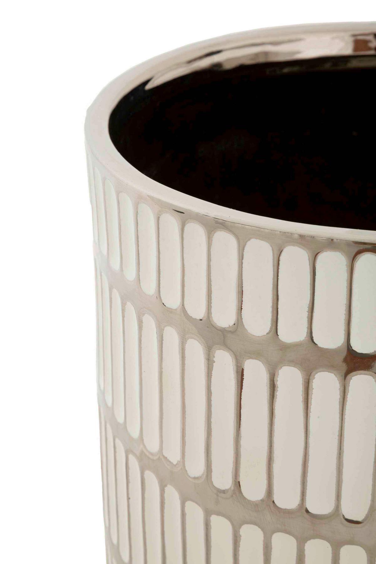 Vase Holder Ray Set 2 Pcs Weiß, Silberfarben B: 22,5 cm - Silberfarben/Weiß, Basics, Keramik (22,5/24/22,5cm)