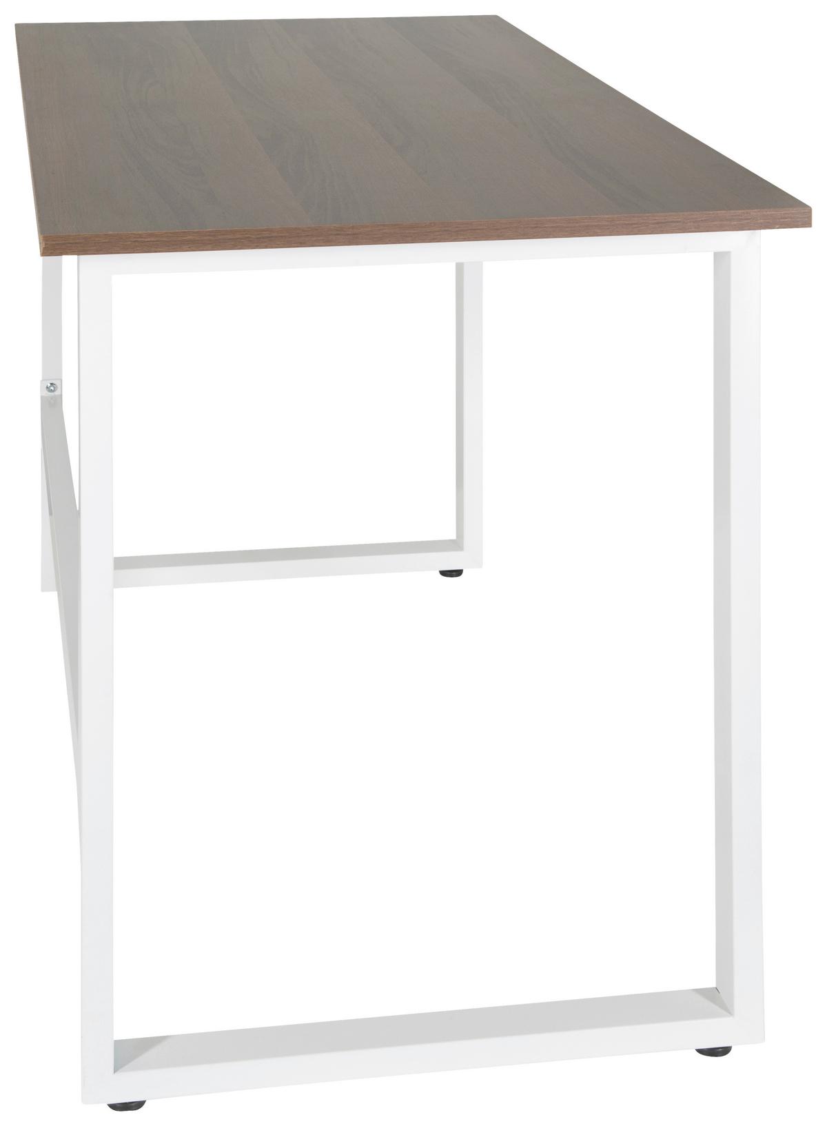 Schreibtisch Workspace Light I Weiß/Walnus Dekor - Walnussfarben/Weiß, Basics, Holzwerkstoff/Metall (120/60/76cm) - MID.YOU