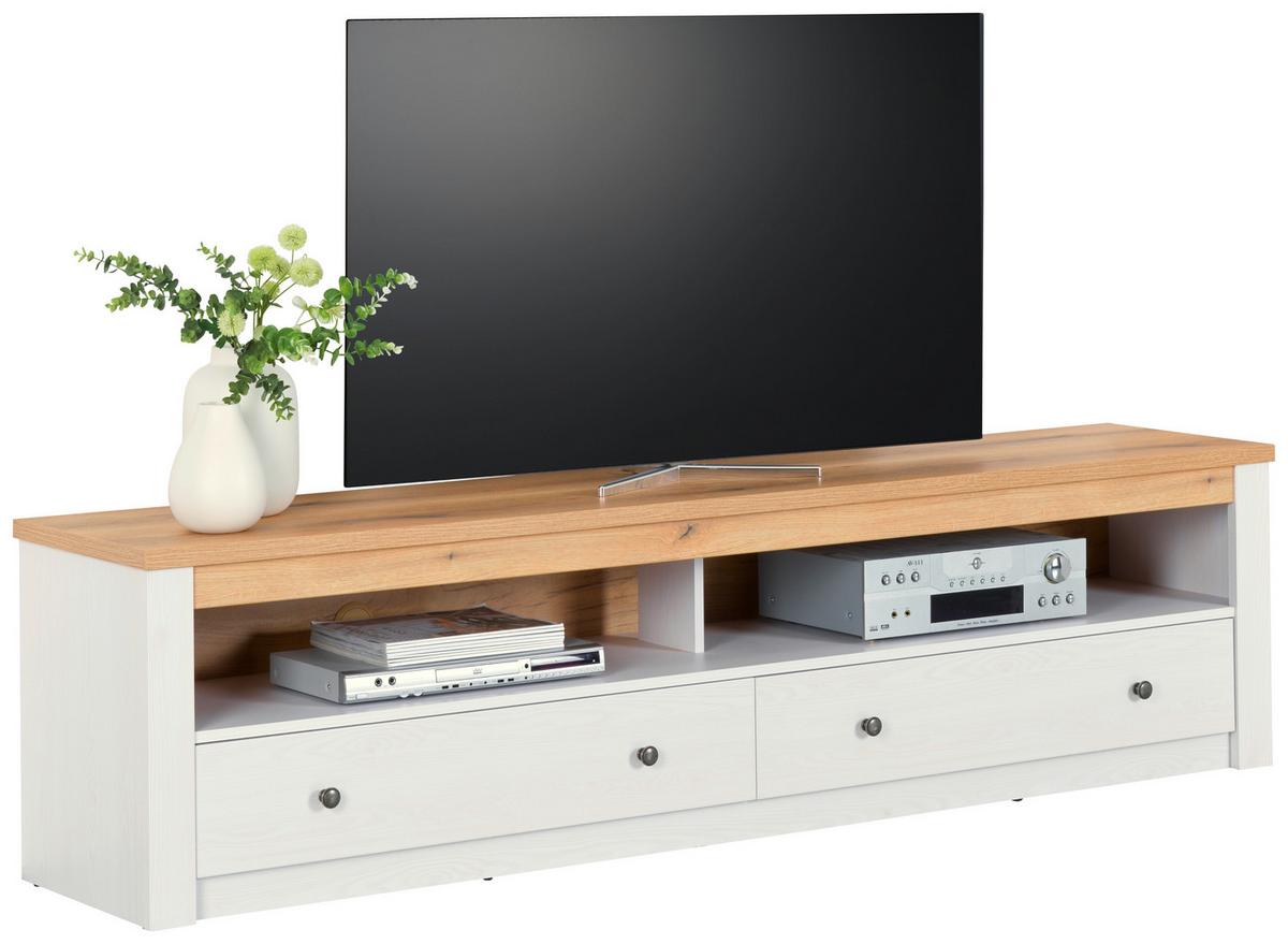 Tv-element Rovigio Weiß, Lärche Dekor B: 201 Cm - Lärchefarben/Weiß, KONVENTIONELL, Holzwerkstoff (201/52/42cm) - Landscape