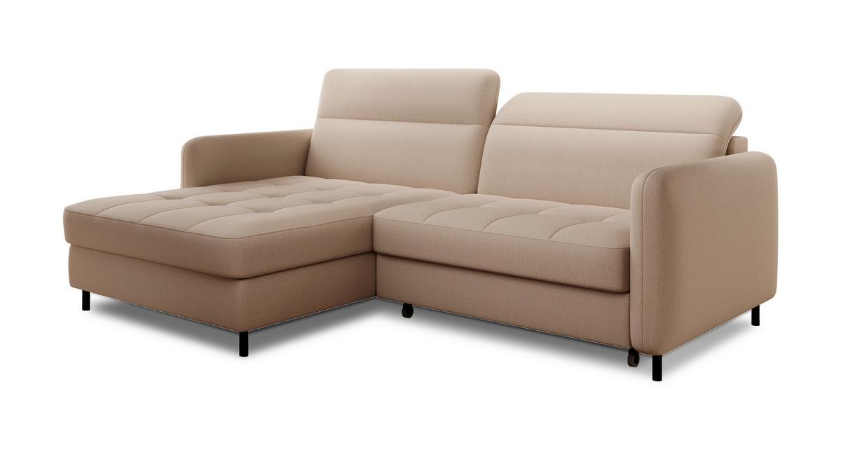 Ecksofa Gomsi Creme S: 165x228 cm - Creme/Schwarz, Design, Textil (165/228cm) - MID.YOU